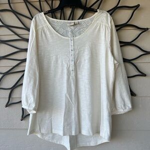 St. John's Bay Cream Button-Front Blouse